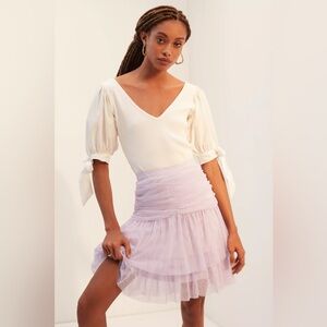 Maeve Tiered Tulle Mini Skirt Purple